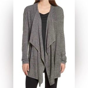 Barefoot Dreams CozyChic Lite Grey Open Front Waterfall Cardigan Sweater S/M